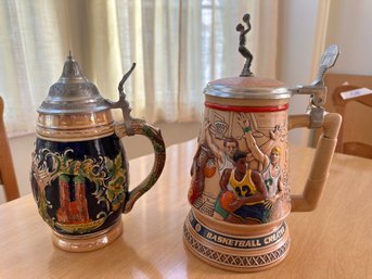 Two Vintage Beer Steins - Marzi And Remy German 1960 Stein And Avon Century Of Basketball - K14