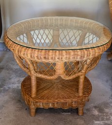 Genuine Rattan Oval Glass Top Side Table - G5
