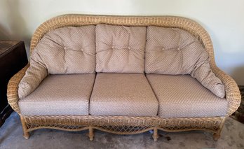 Real Wicker 3 Seat Sofa With Cushions - G