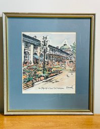 Robert E Kennedy Watercolor Studio Print Signed Matted Framed Faneuil Hall Marketplace