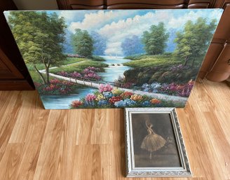 Landscape Canvas And Framed Ballerina Picture - Bb14