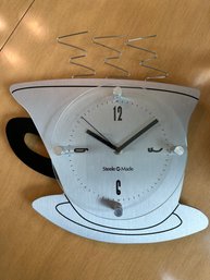 Steel Made Coffee Cup Battery Operated Wall Clock