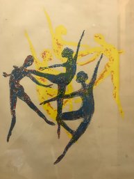 Original Art-  Free Form Dancers- Block Print