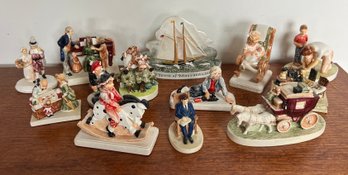 (13) Piece LOT Sebastian Miniatures Figurines - Some Rare - Spirit Of Massachusetts- President Kennedy & MORE