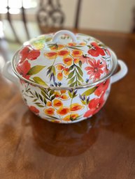 Pretty Flowered Induction Cook Top Pot Never Used