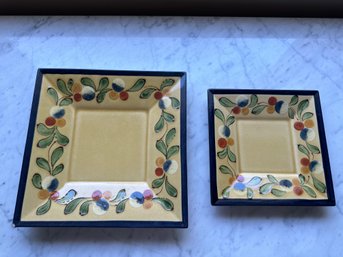 Two Square Serving Dishes From Le Poet-Laval, Provence, France - LR6