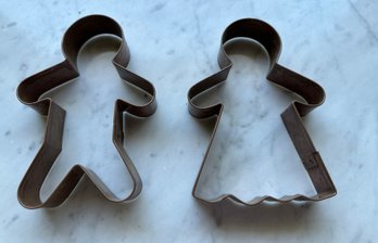 2 Large Copper Gingerbread Boy And Girl Cookie Cutters - LR20