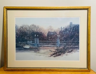 Framed Natalie Johnson Norstrand Watercolor Boston Swan Boat Boat