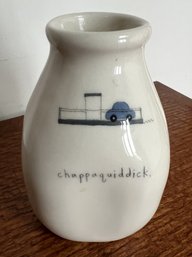 RARE 2012 Ceramic 'Conversation Vase' By Beth Mueller 'Chappaquiddick' Outside The Lines Gallery Vermont