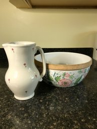 Large Lovely Bowl & Pitcher- Ceramic
