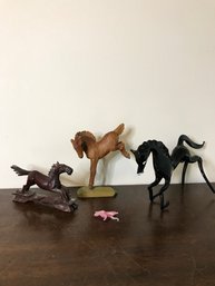 Carved Wood & Glass Horses