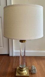 Restoration Hardware Tall Glass And Brass Based Lamp - Up3