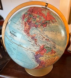 Vintage Replogle World Nations Series Globe On Metal Axis Circa Early 1970s Raised Relief 18' Diameter