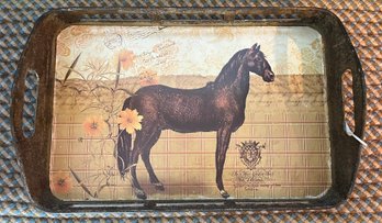 Williamsburg Garden Story Metal Serving Tray Horse Design 16' X 11'