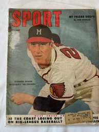 #156 Sports Magazine August 1953 Warren Spahn On Cover