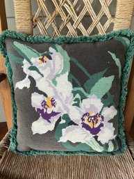 Needlepoint Pillow With Green Trim - P12