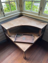 Unusual Vintage Corner Table With Tray, Etc - P3