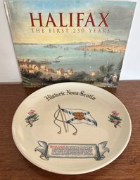 Vintage RARE WADE England Porcelain Historic Nova Scotia Heritage Plate 10' & Halifax The First 250 Years Book