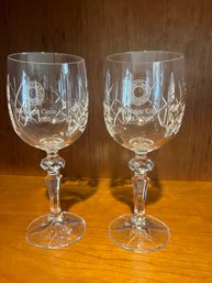 #102 Pair Of Crystal 'The Magic Circle 1905 - 2005 Wine Glasses