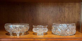 #109 Lot Of 3 Crystal & American Brilliant Bowls