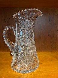 #112 American Brilliant Cut Glass Pitcher 9 1/2'T (Star Of David)