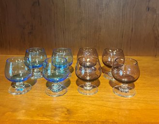 #115 8 Colored Cordial Glasses Purple & Blue