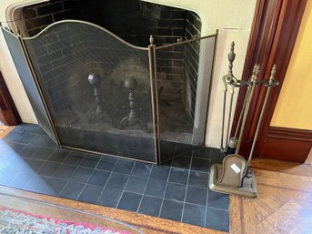 Antique Fireplace Screen And Tools -LR27