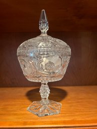 #124 American Brilliant Cut Glass Covered Candy Dish 13'H