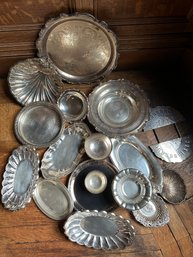 Large Silver Plate Lot Of 17 - 15C