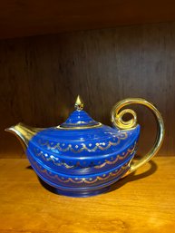 #128 Hall Blue/Gold Teapot