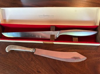 Webster Sterling Silver Large Knife And Gerber France Carving Knife - D16A