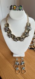 BR Gemstone Necklace With Matching Earrings And Coordinating Bracelet - B28