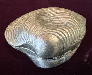 Hinged Pewter Clamshell Treasure Box 3.5' X 3'