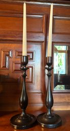 Vintage Mahogany Taper Candle Stick Holders - O16