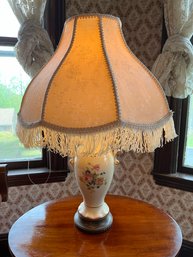 Porcelain Floral Lamp With Detailed Fringed Shade- LV7