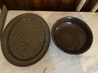 Franciscan Dark Brown Platter And Bowl KP2Z