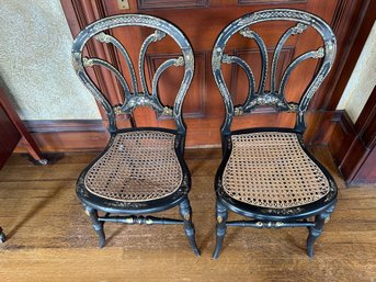 Unique Pair Of 1920's Abalone Wth Mother Of Pearl Chairs -hup2