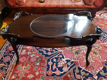 Double Tier Mahogany Coffee Table With Glass - LV9