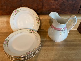 Five Nippon Plates And Coordinating Creamer/Pitcher -16