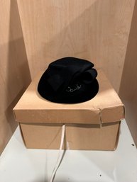 807 Berkshire  Vintage Black Velvet Hat Wool With Hatbox