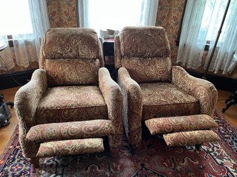 Pair Of Brocade Comfortable Reclining Upholstered Chairs - LV22