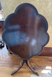Antique Tilt Top Table With Scallop Edge - Front Sit/bed13