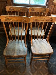 4 Oak Pressed Back Chairs - K3
