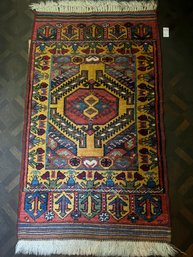 Antique Persian Rug In Bright Red, Yellow Blue - K7 Backdoor