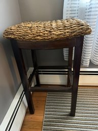 827 Wood Wicker Stool 29' T X 19'w X 19' D