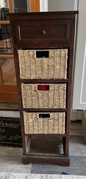 836 3 Wood Organizer With 3 Baskets And A Drawer 45' T X 12'd X 15'w