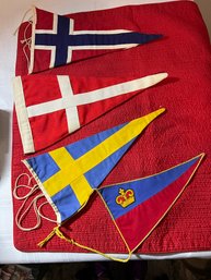 Lot Of 4 Flags (1 Marked Flag Of Liechtensten)