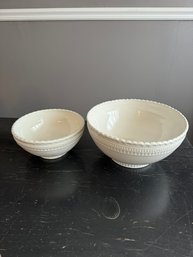 Pair Of White Pottery Bowls