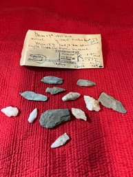 Lot Of Arrowheads W/ Envelope Marked Mar 19th 1910