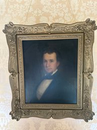 Antique Portrait Of A Gentleman In Wood And Gesso Frame -bd2-10